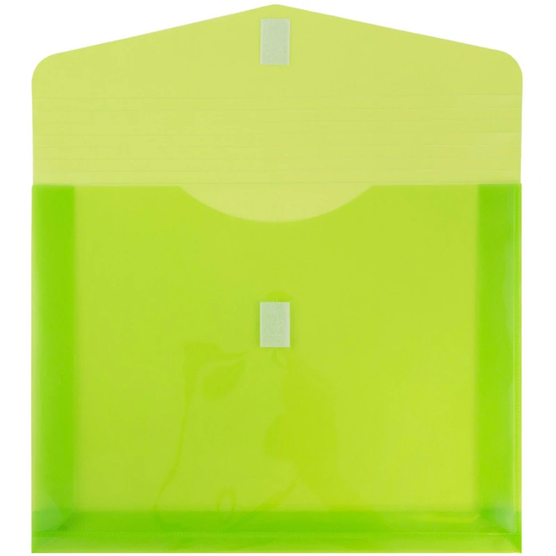 JAM Paper 9.75" x 13" Lime Green Plastic Hook & Loop Closure Envelopes, 12ct.