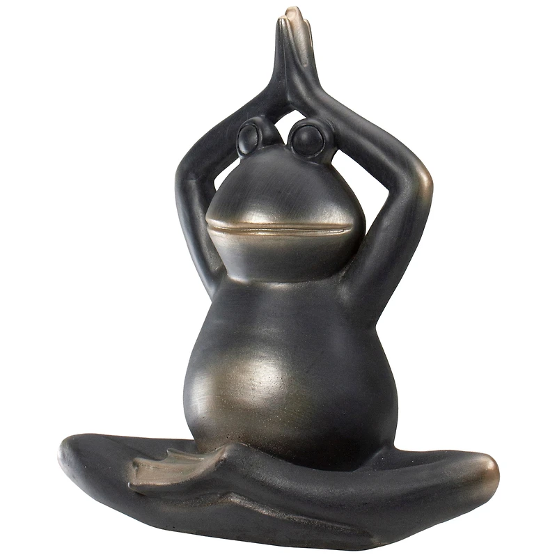 11.5" Yoga Frog In Prayer Position Outdoor Garden Statue
