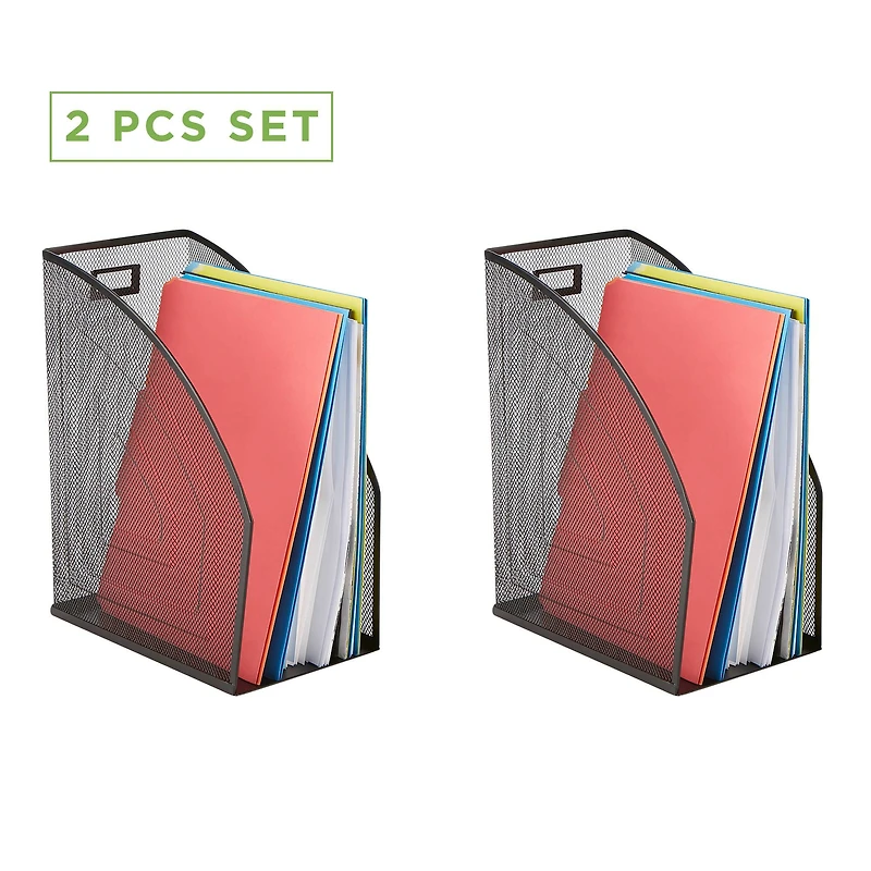 Mind Reader 2 Pack Black Jumbo Metal Mesh File Organizer