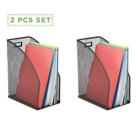 Mind Reader 2 Pack Black Jumbo Metal Mesh File Organizer
