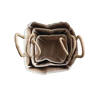Hello Honey® Natural Cotton Canvas Containers with Braided Raffia Handles, 3ct.