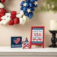 Glitzhome® Patriotic Americana Tabletop Sign Set