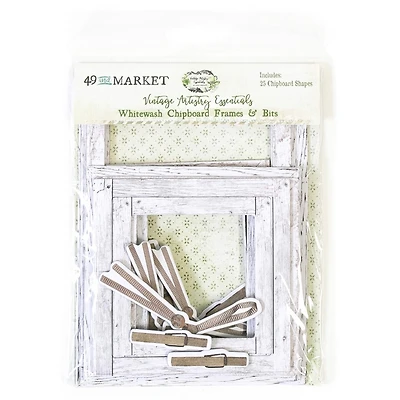 49 and Market Vintage Artistry Essentials Whitewash Chipboard Frames & Bits Set