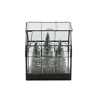 Black Christmas Tree Greenhouse LED Lighted Lantern by Ashland®
