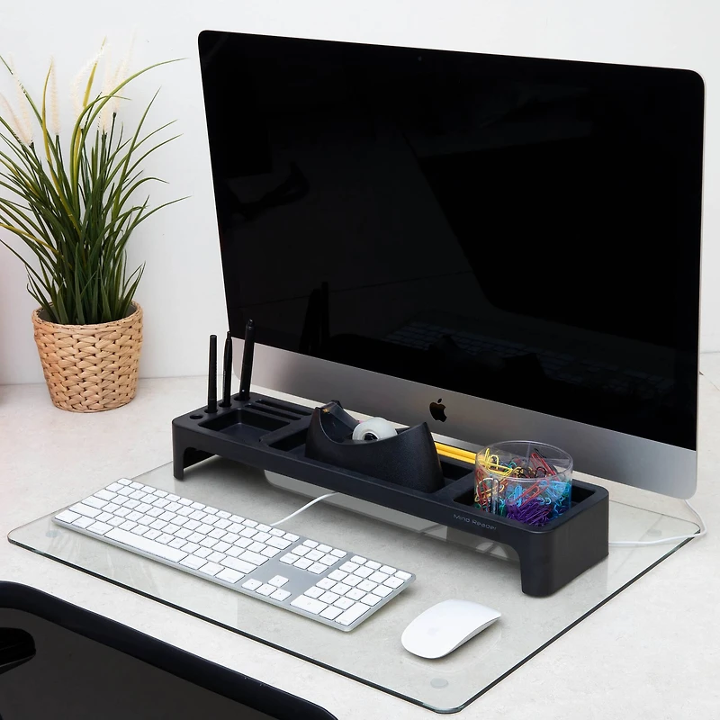 Mind Reader 24" Clear Glass Desk Pad