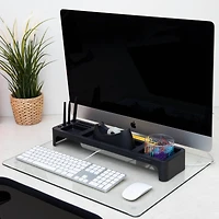 Mind Reader 24" Clear Glass Desk Pad