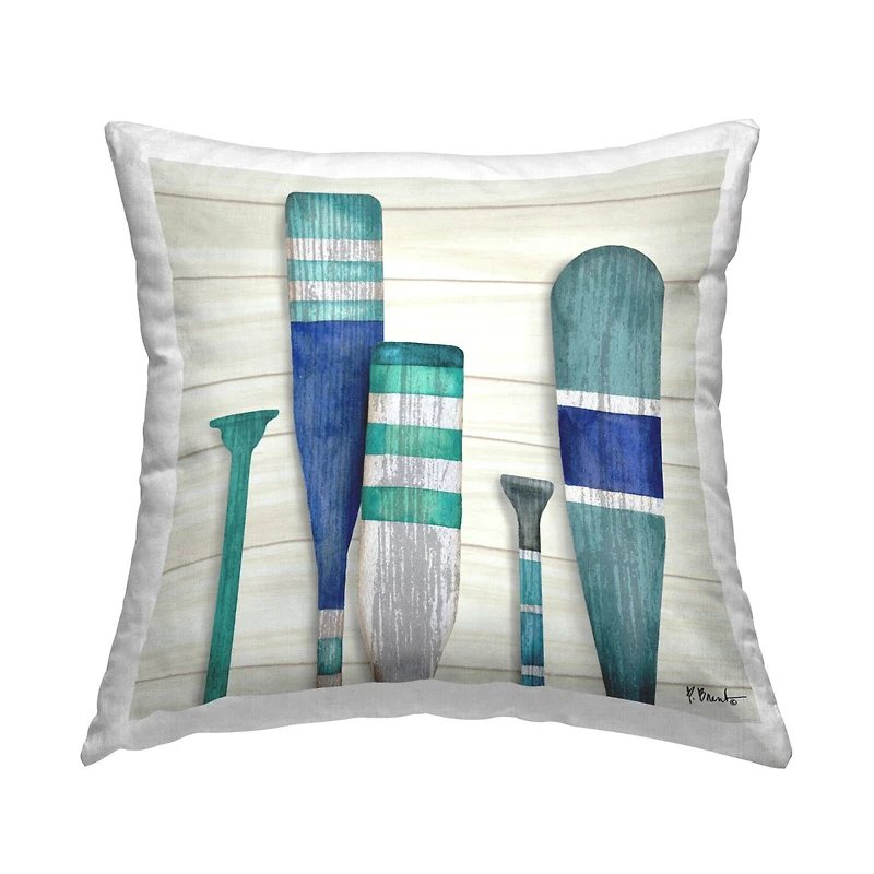Stupell Industries Green Boating Oars Lake Cabin Throw Pillow, 18" x 18"