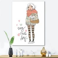 Designart - Cute Girl With Dog