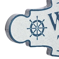 36" Blue Coastal Metal Wall Sign