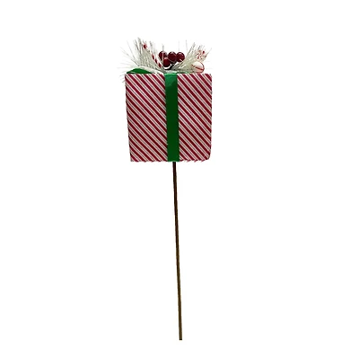 24.5" Red, White & Green Striped Gift Box Stem by Ashland®
