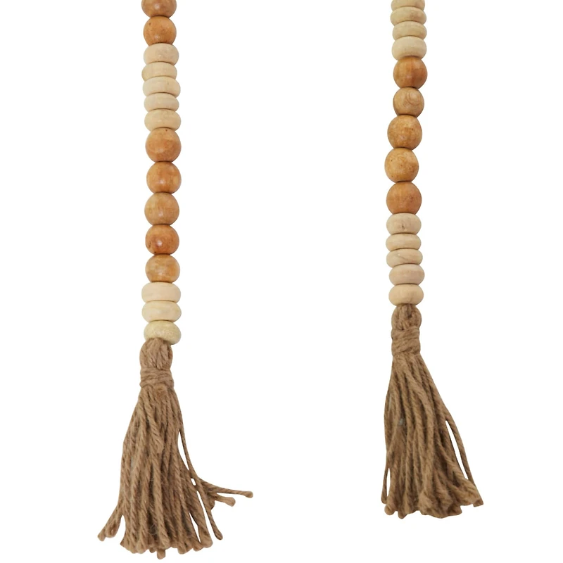 Brown Wood Beaded Garland with Tassel