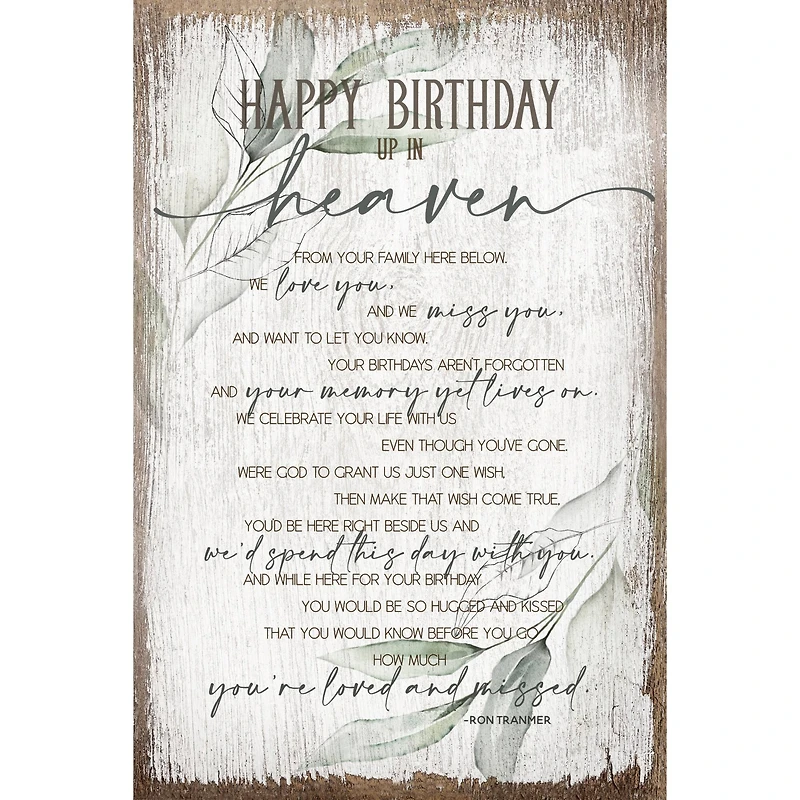 Happy Birthday In Heaven Inspirational Wood Plaque