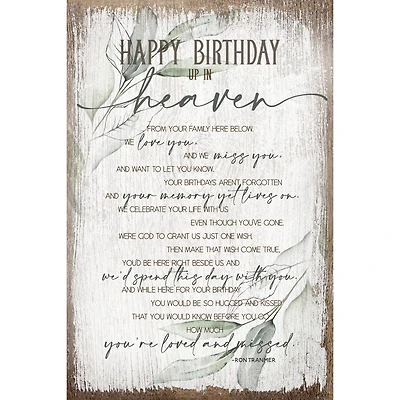 Happy Birthday In Heaven Inspirational Wood Plaque