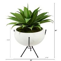 2.5ft. Agave Plant in White Planter with Metal Stand