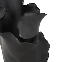 Black 16" Ceramic Floral Abstract Vase