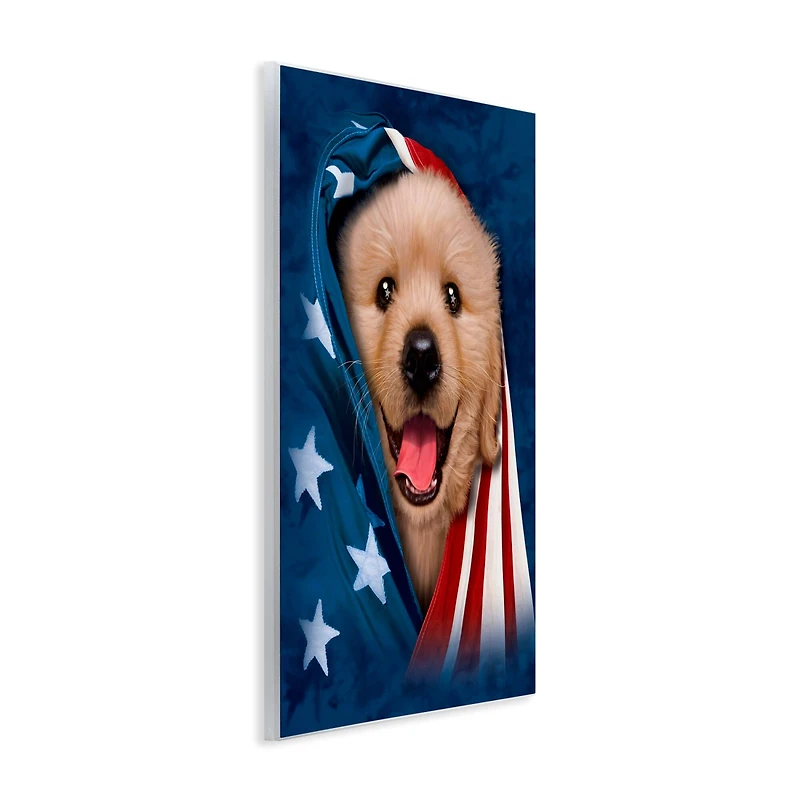 Stupell Industries Puppy & American Flag Wall Plaque Art