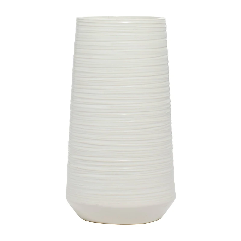 Silver Porcelain Contemporary Vase, 12" x 6" x 6"