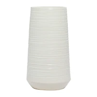 Silver Porcelain Contemporary Vase, 12" x 6" x 6"