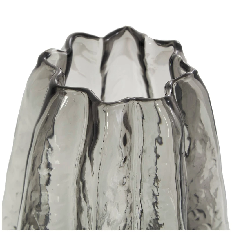 12" Black Ombre Wavy Abstract Glass Vase
