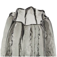 12" Black Ombre Wavy Abstract Glass Vase