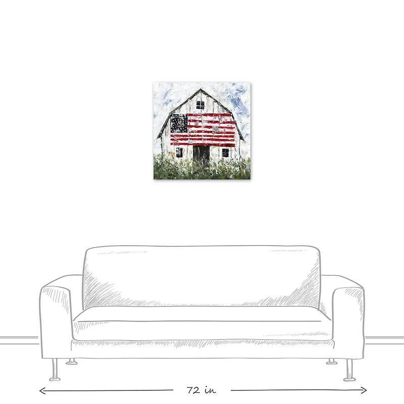 White Rustic Patriotic Barn I Canvas Wall Art