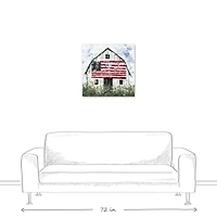 White Rustic Patriotic Barn I Canvas Wall Art