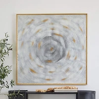 White Metal Spiral Starburst Framed Wall Art with Gold Frame 40" x 1" x 40"