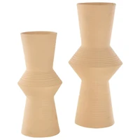 Ceramic Ribbed Cone Shaped Vase Set
