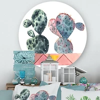 Designart - Cactus Duo In Pink Geometric Pots