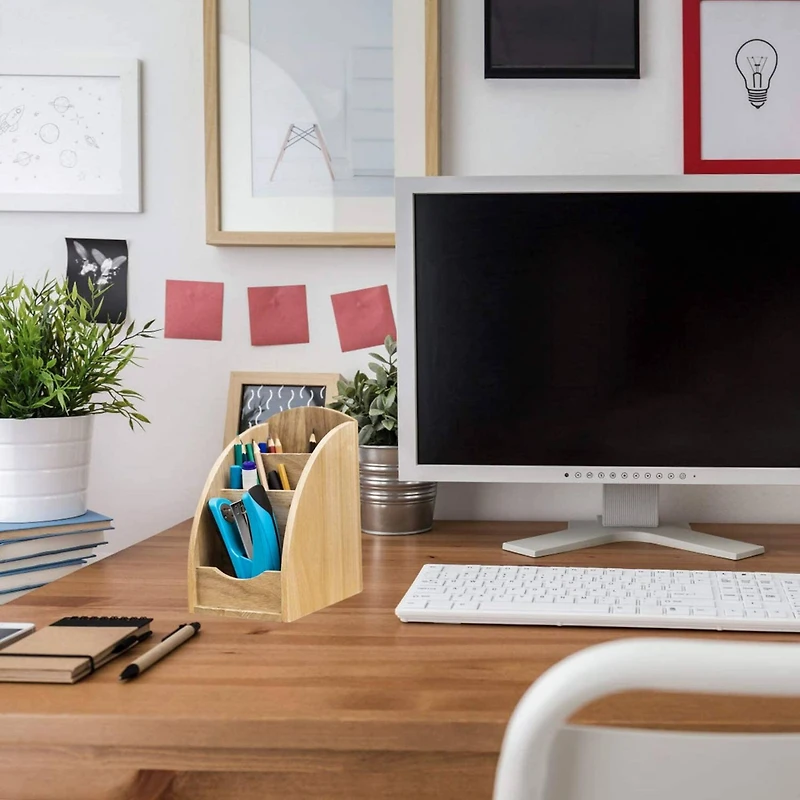 NEX™ 8" Natural 3-Slot Wood Remote Control Holder