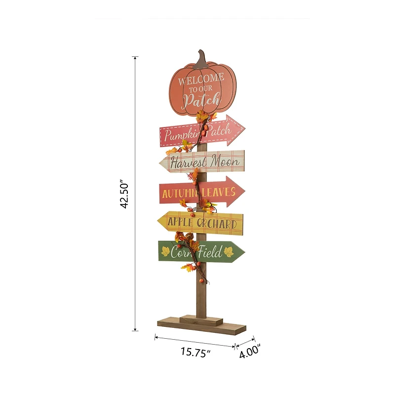 Glitzhome® 42.5" Fall Wooden Pumpkin Patch Porch Sign