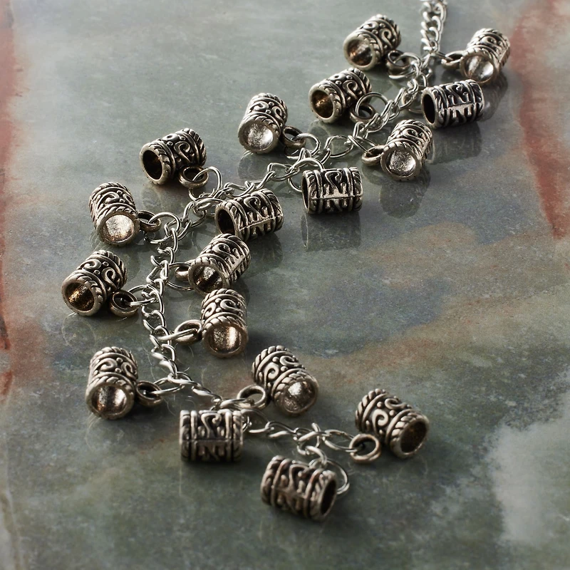 12 Packs: 8 ct. (96 total)  Silver Drop Metal Tube Beads, 9mm by Bead Landing™