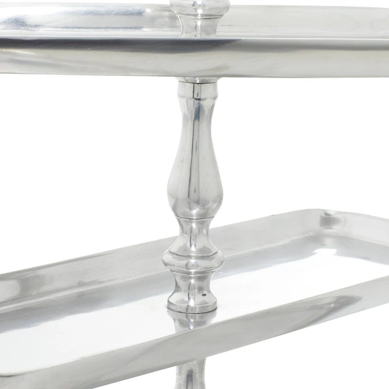 The Novogratz 19" Silver Aluminum 3-Tier Tray Stand