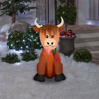 3.5ft. Airblown® Inflatable Christmas Highland Cow with Plush Accents