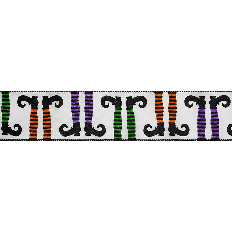 2.5" x 20ft. Halloween Legs Wired Faux Linen Ribbon by Celebrate It® Halloween