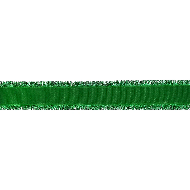 1.5" x 30ft. Green Tinsel Edged Wired Ribbon by Celebrate It®