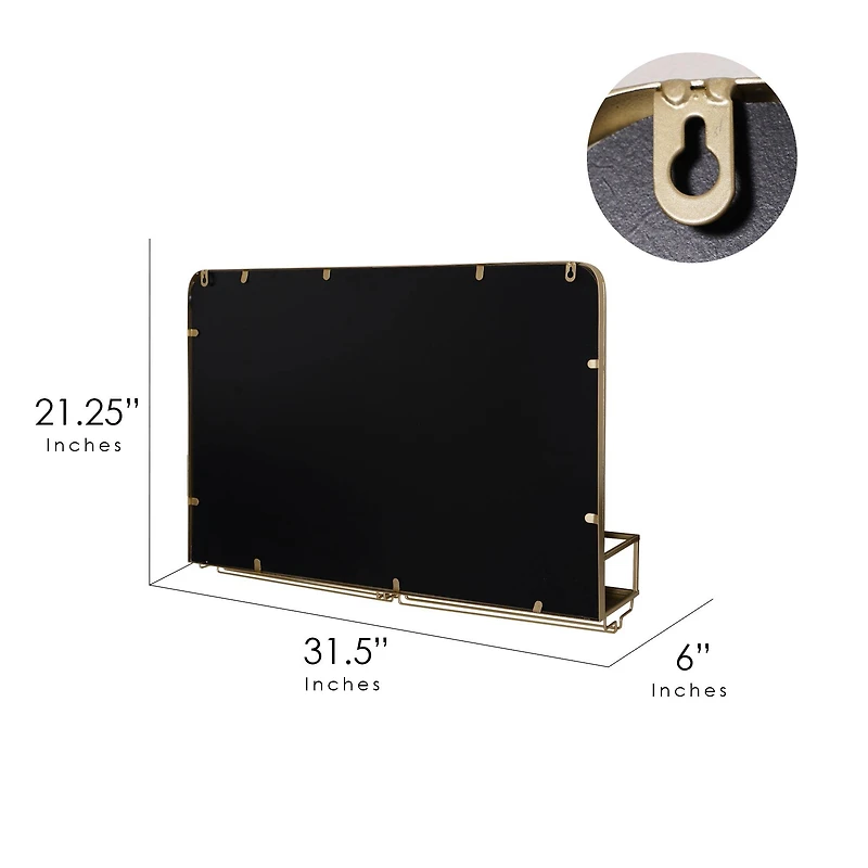 Gold Frame Rectangle Vanity Wall Mirror with Storage - 21.25" x 31.5"