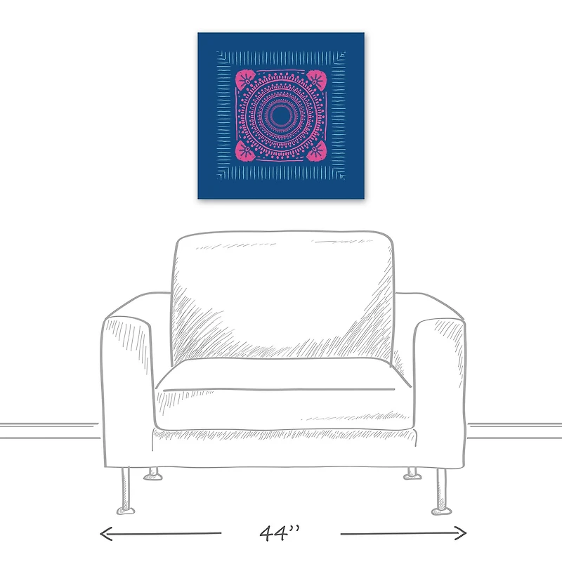 Pink And Blue Boho Bandana 20" x 20" Canvas Wall Art