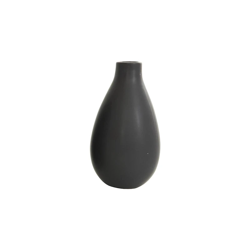 7.75" Black Minimalistic Ceramic Bulb Vase