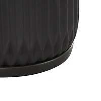 Black Ribbed Textured Ceramic Planter Set