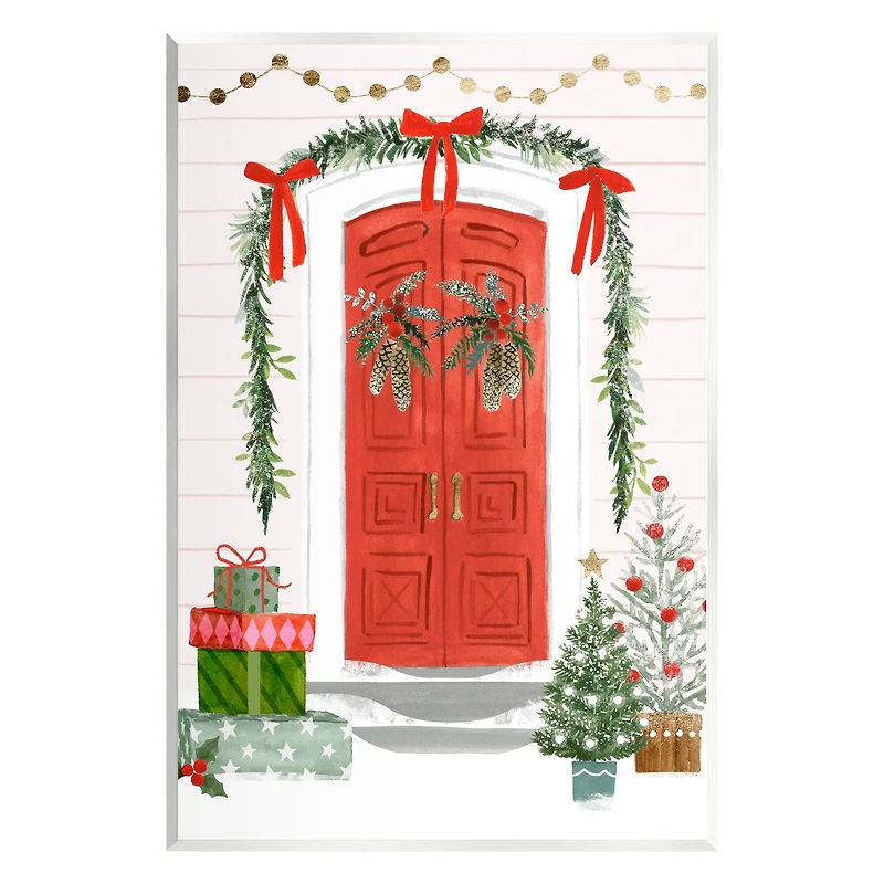 Stupell Industries Red Jolly Christmas Doorway Wall Plaque Art
