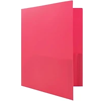 JAM Paper 9.5" x 11" Fuchsia Pink Plastic 2 Pocket POP Folders, 6ct.
