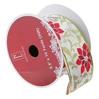 2.5" x 10yd. Wired Poinsettia Christmas Craft Ribbon, 12ct.