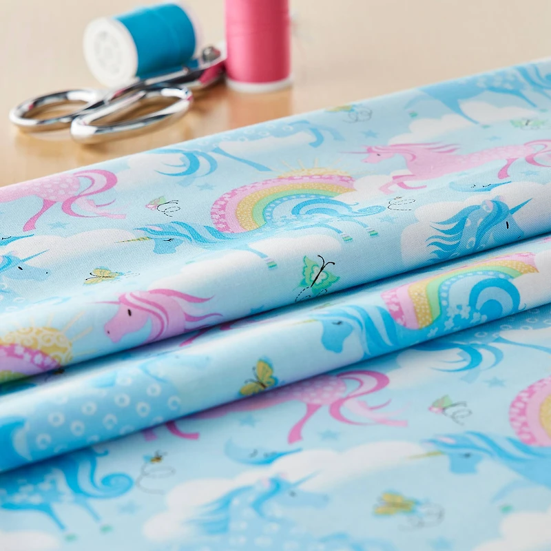 Fabric Traditions Pink Unicorn Cotton Fabric