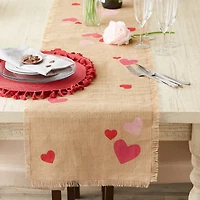 DII® 74" Hearts Printed Jute Table Runner