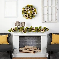 5ft. White Sunflower & Hydrangea Garland