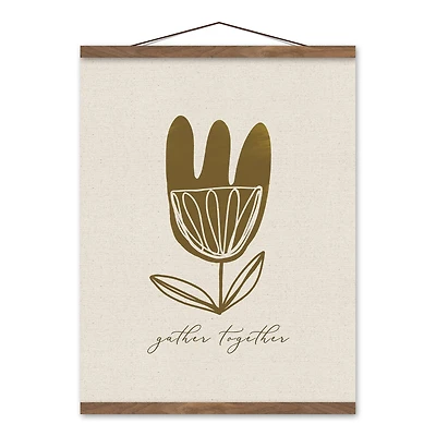 Flower Gather Together 16" x 20" Teak Hanging Canvas