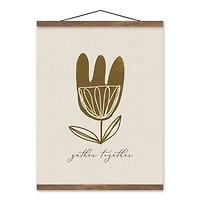 Flower Gather Together 16" x 20" Teak Hanging Canvas