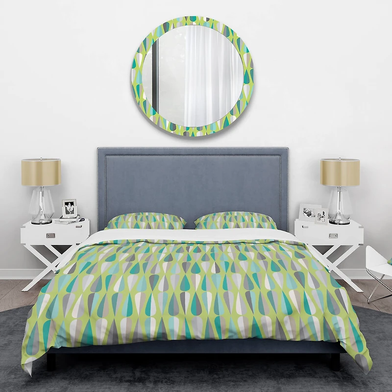 Designart 'Retro Abstract Drops VI' Mid-Century Duvet Cover Set