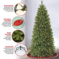 7.5 ft. Pre-lit Hinged Lehigh Valley Pine Slim Artificial Christmas Tree, Dual LED Lights